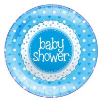Baby Shower Tallerkener Lyseblå 
