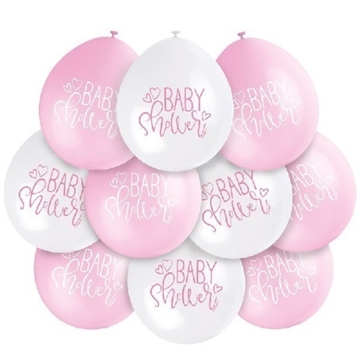 Baby Shower Balloner Lyserøde/Hvide 10 stk