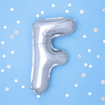 Folie Ballon “F”, Sølv, 35 cm