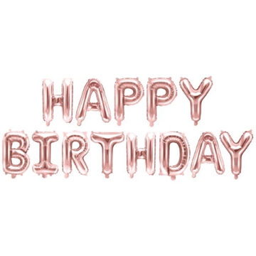 "Happy Birthday" Folie Ballon Rosa Guld