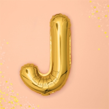 Folie Ballon “J”, Guld, 35 cm