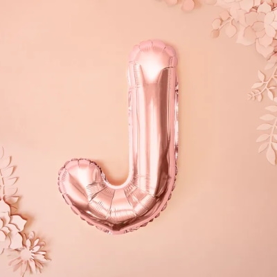 Folie Ballon “J”, Rose Gold, 35 cm