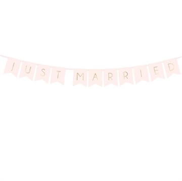 Banner “JUST MARRIED” Lys Pink