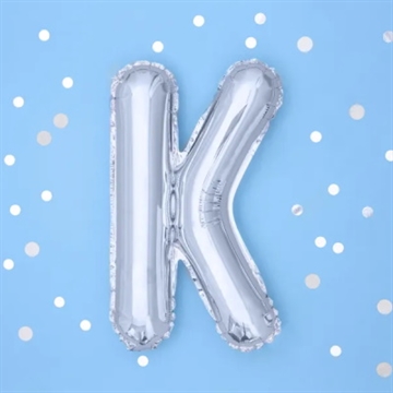 Folie Ballon “K”, Sølv, 35 cm