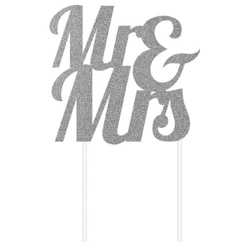 ”Mr & Mrs” kagetop Sølv Glitter