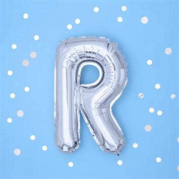 Folie Ballon “R”, Sølv, 35 cm