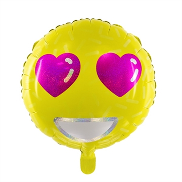 Folie Ballon Smiley Hjerte Øjne