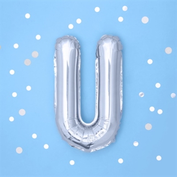 Folie Ballon “U”, Sølv, 35 cm