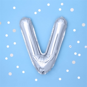 Folie Ballon “V”, Sølv, 35 cm