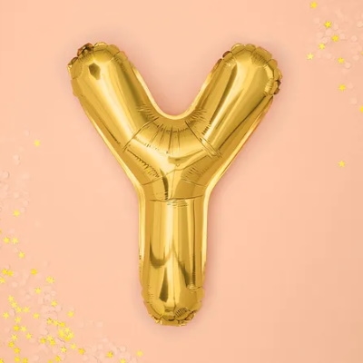 Folie Ballon “Y”, Guld, 35 cm