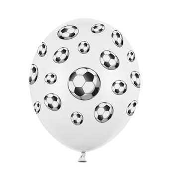 Balloner med Fodbolde, Pastel Pure White 6 stk.