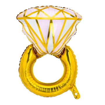 Folie Ballon Guldring med Diamant