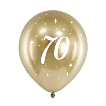 Ballon Glossy Gold 70 år, 6 stk