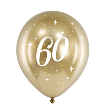 Ballon Glossy Gold 60 år, 6 stk