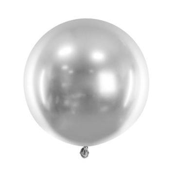 Rund Ballon Glossy Silver, 60 cm
