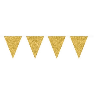 Flagbanner med glimtende Guld Vimpler 10 m