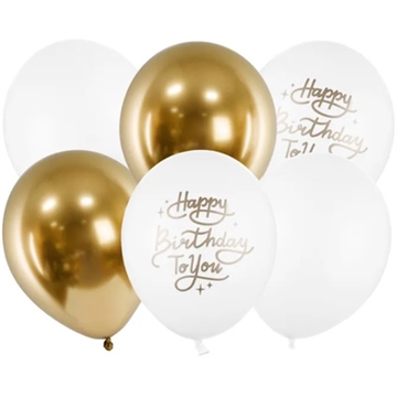 Balloner Happy Birthday To You Pastel Mix, 30 cm, 6 stk. 