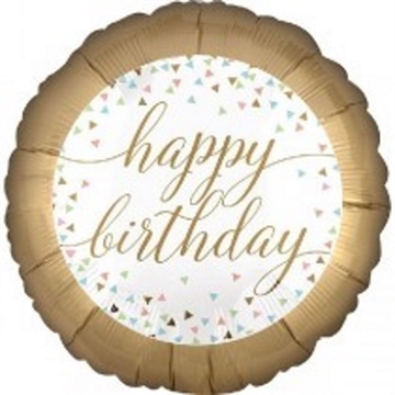 Folie Ballon “HAPPY BIRTHDAY” Pastel med Konfetti