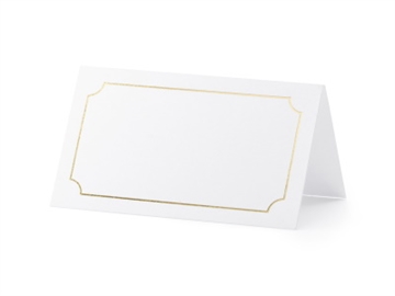 Hvidt Bordkort med Guldramme, 10 stk