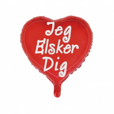 Folie Hjerte Ballon Rød "Jeg Elsker Dig"