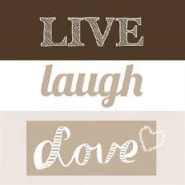 Frokostserviet "Live Laugh Love" sandfarvet