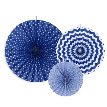 Rosetter i Marine Blå med Print 3 pk