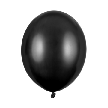 Ballon Metallic Black, 30 cm, 10 stk