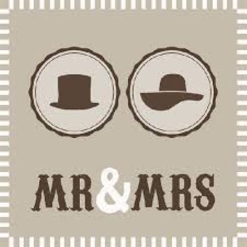 Frokostserviet "Mr & Mrs" sandfarvet
