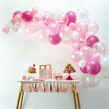 Ballon Dekoration, Kit, Pink og Hvid