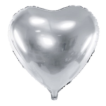 Folie Ballon Hjerte Sølv