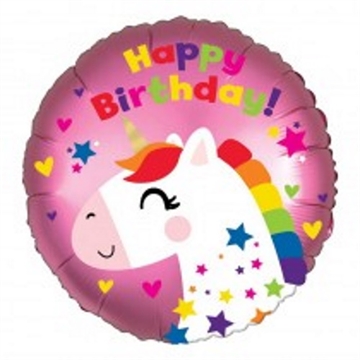 Folie Ballon “Happy Birthday” Unicorn/Ènhjørning