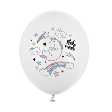 Ballon, Unicorn, Pastel Hvid, 30 cm, 4 stk